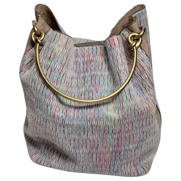 Sondra Roberts Pastel Multi Color Geo Top Handle Attached Coin Purse Mini Bag - Picture 1 of 10